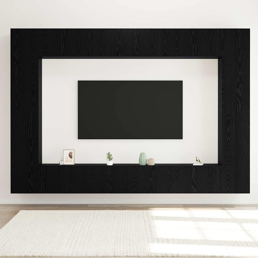 TV-møbelsæt 8 pcs Sort eg 100 x 30 x 30 cm Konstrueret træ
