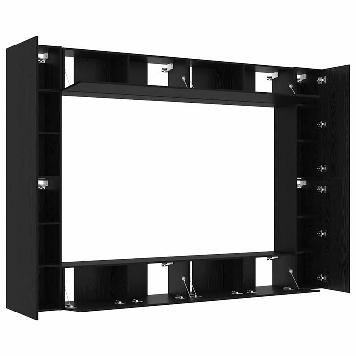 TV-møbelsæt 8 pcs Sort eg 100 x 30 x 30 cm Konstrueret træ