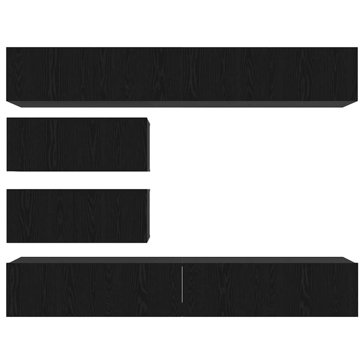 TV-møbelsæt Vægmonteret 6 pcs Sort eg Konstrueret træ