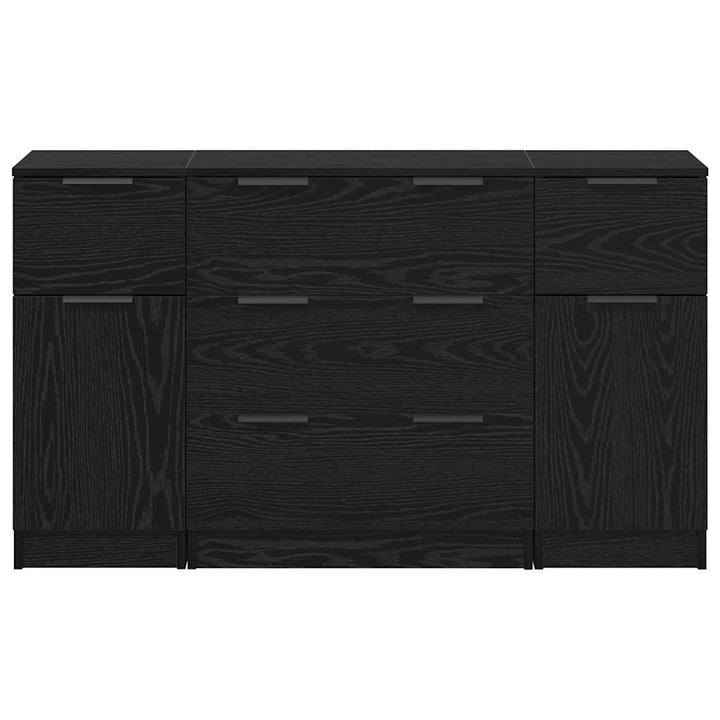 Sideboard 3 stk. Sort eg 121 x 30 x 70 cm Konstrueret træ