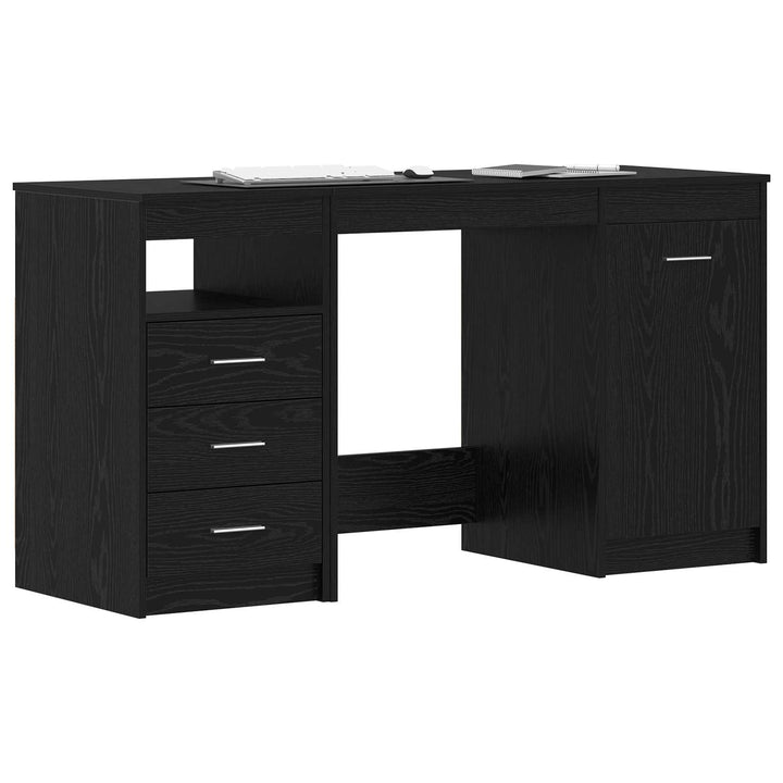 Bord med skuffe 2 stk. Sort eg 140 x 50 x 76 cm Konstrueret træ