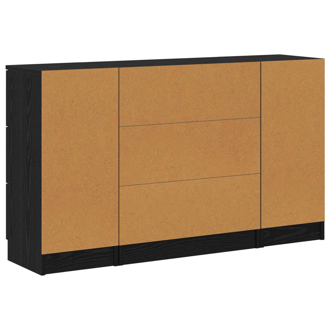 Sideboard med skuffe 3 pcs Sort eg Konstrueret træ