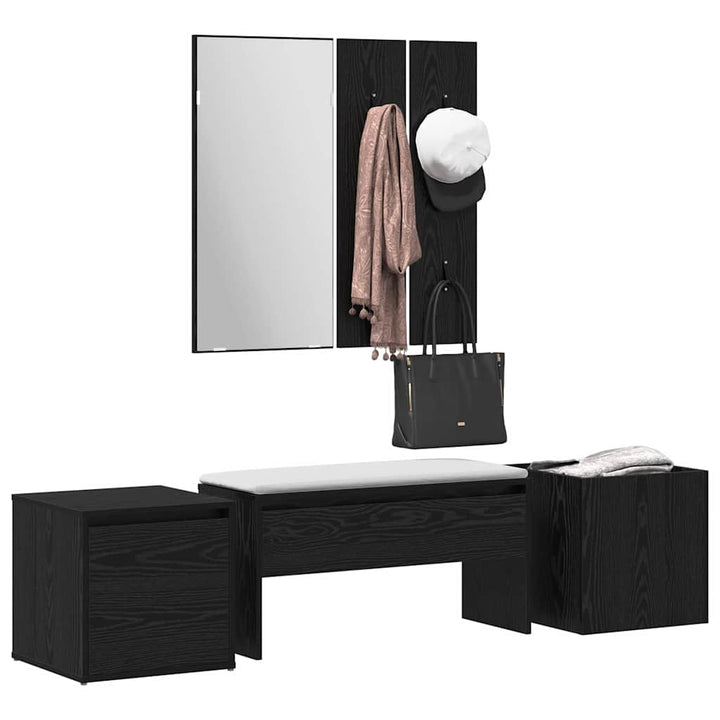 Entremøbelsæt Vægmonteret med spejl 6 pcs Konstrueret træ