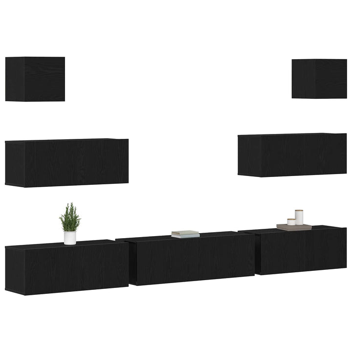 TV-møbelsæt 7 pcs Sort eg 100 x 30 x 30 cm Konstrueret træ