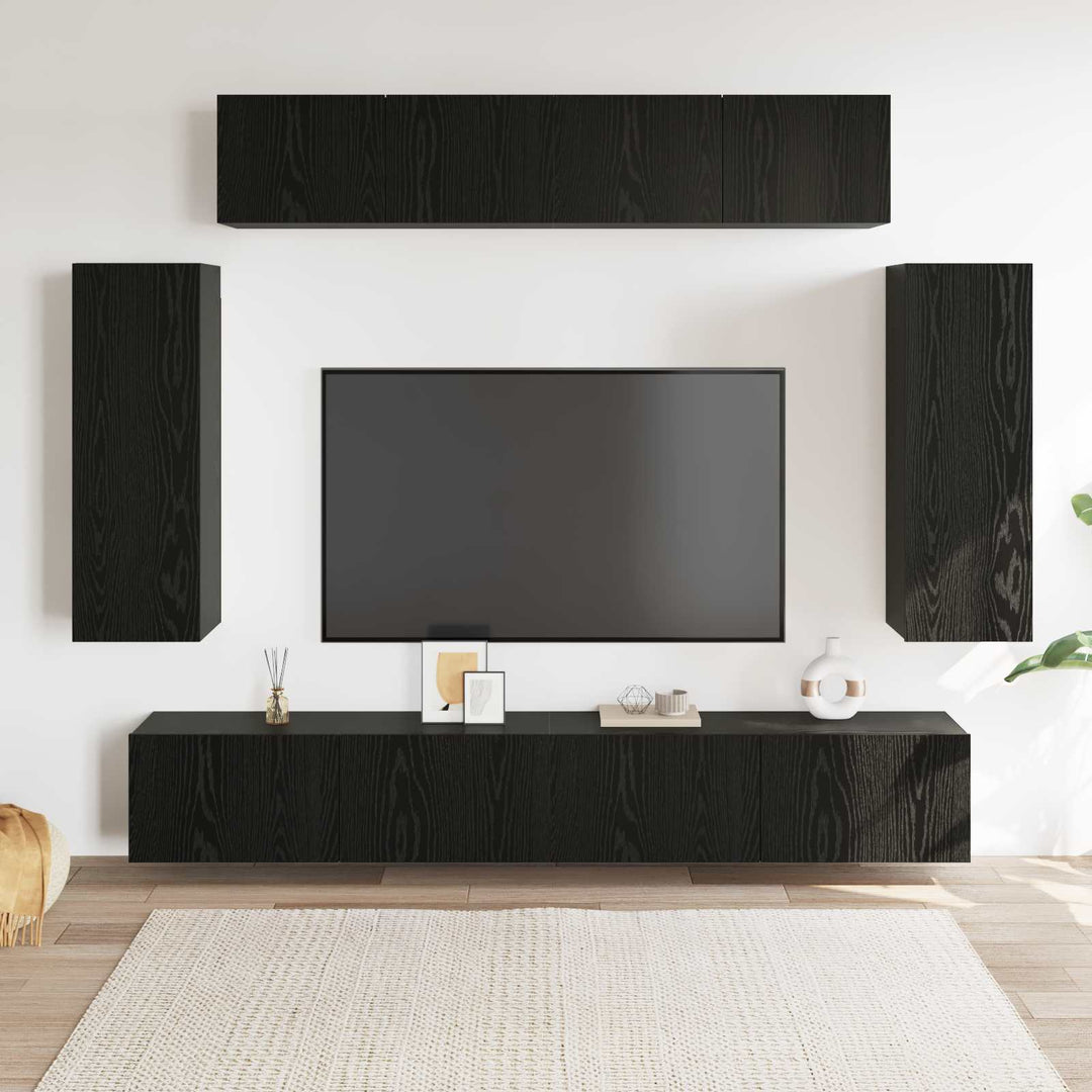 TV-møbelsæt 6 pcs Sort eg 100 x 30 x 30 cm Konstrueret træ