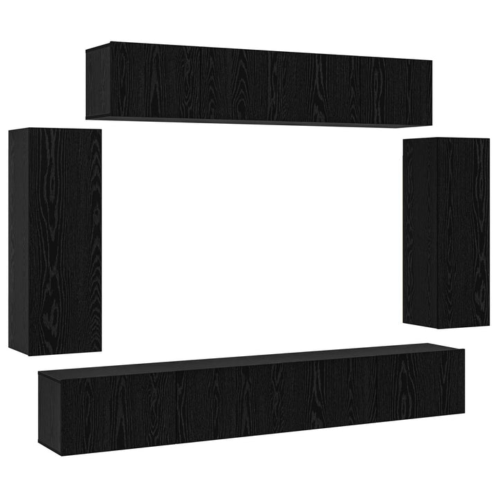 TV-møbelsæt 6 pcs Sort eg 100 x 30 x 30 cm Konstrueret træ