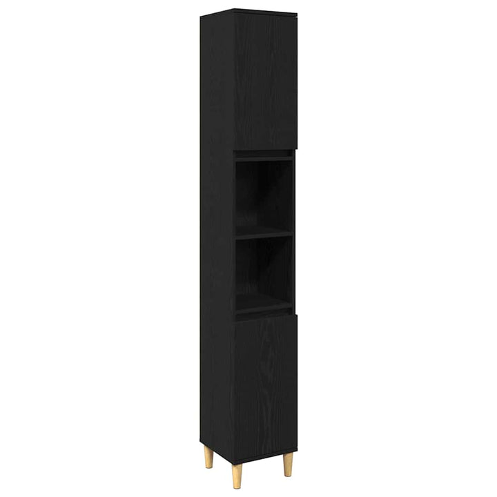 Badeværelsesmøbel sæt med opbevaring 3 pcs Sort Konstrueret træ