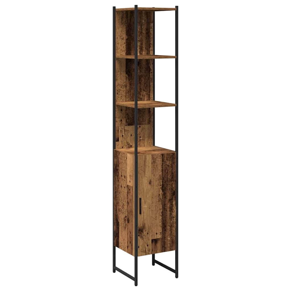 Badeværelsesmøbel sæt med hylde 4 pcs Brun 33 x 33 x 185.5 cm
