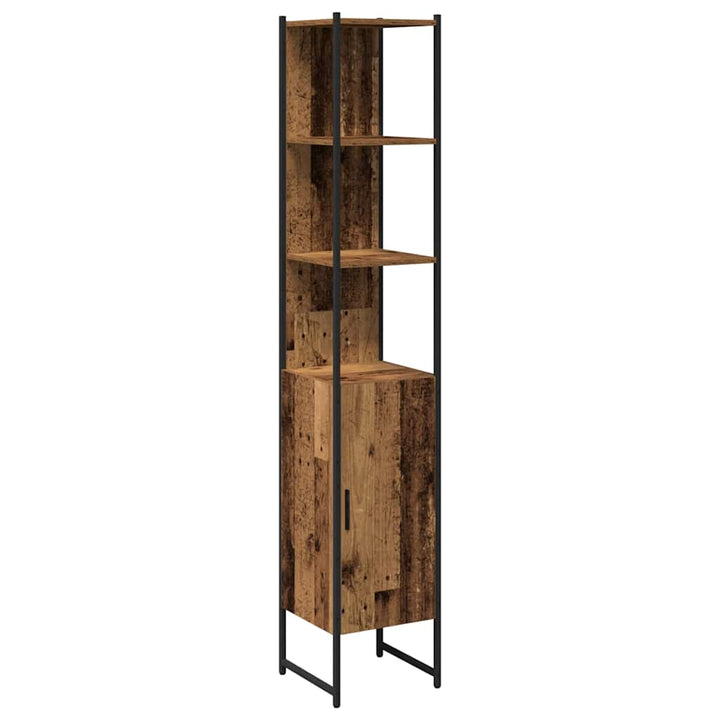 Badeværelsesmøbel sæt med hylde 4 pcs Brun 33 x 33 x 185.5 cm