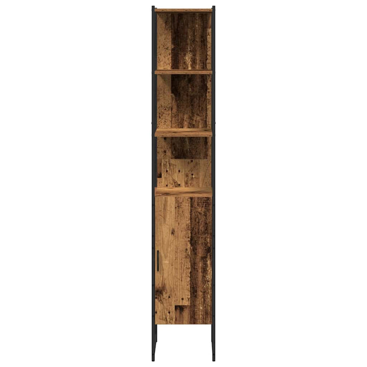 Badeværelsesmøbel sæt med hylde 4 pcs Brun 33 x 33 x 185.5 cm