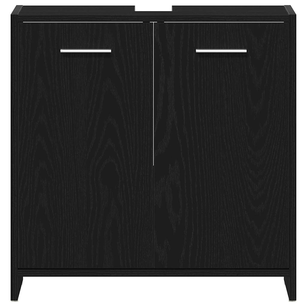 Badeværelsesmøbel sæt 4 stk. Sort eg 30 x 30 x 183,5 cm