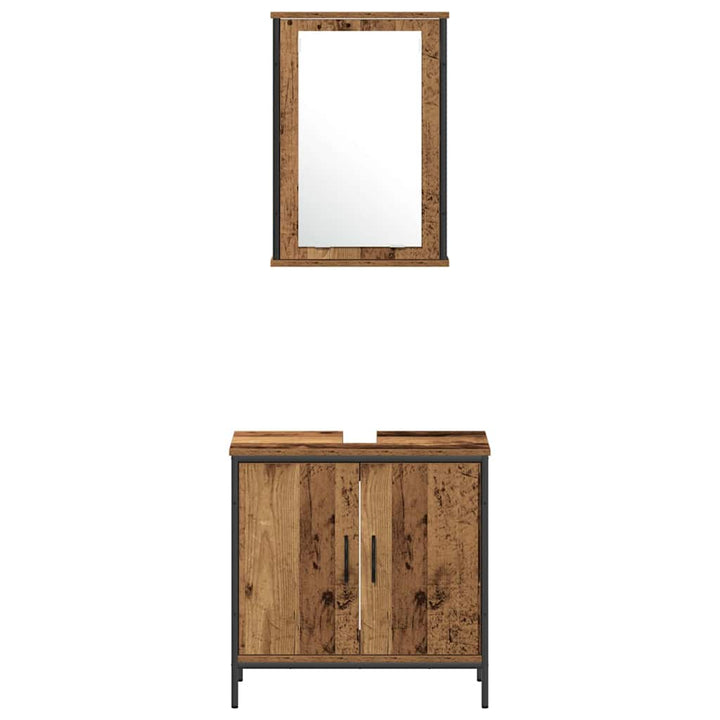 Badeværelsesmøbel sæt 4 stk. Brun 33 x 33 x 185,5 cm