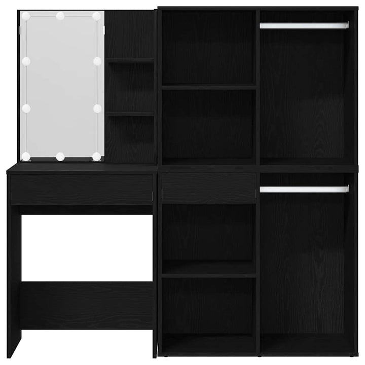 LED Smykkebord Set Sort eg 140 x 40 x 140 cm Konstrueret træ