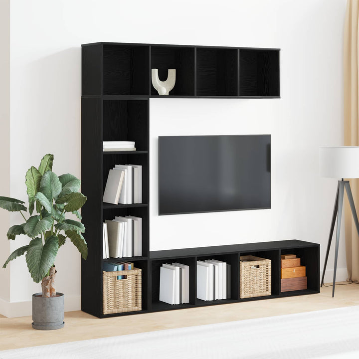 Bogreol 3 pcs Sort eg 36 x 30 x 143 cm Konstrueret træ
