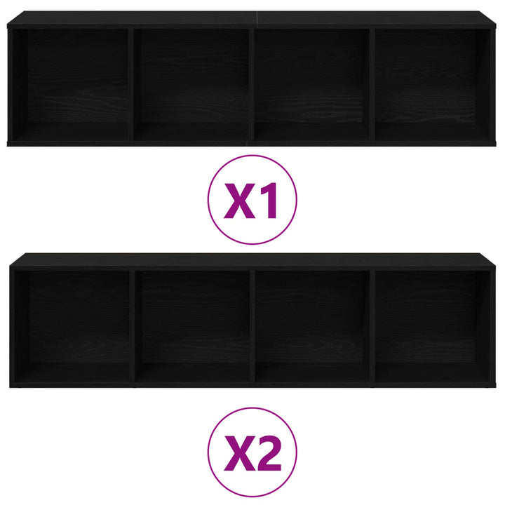 Bogreol 3 pcs Sort eg 36 x 30 x 143 cm Konstrueret træ