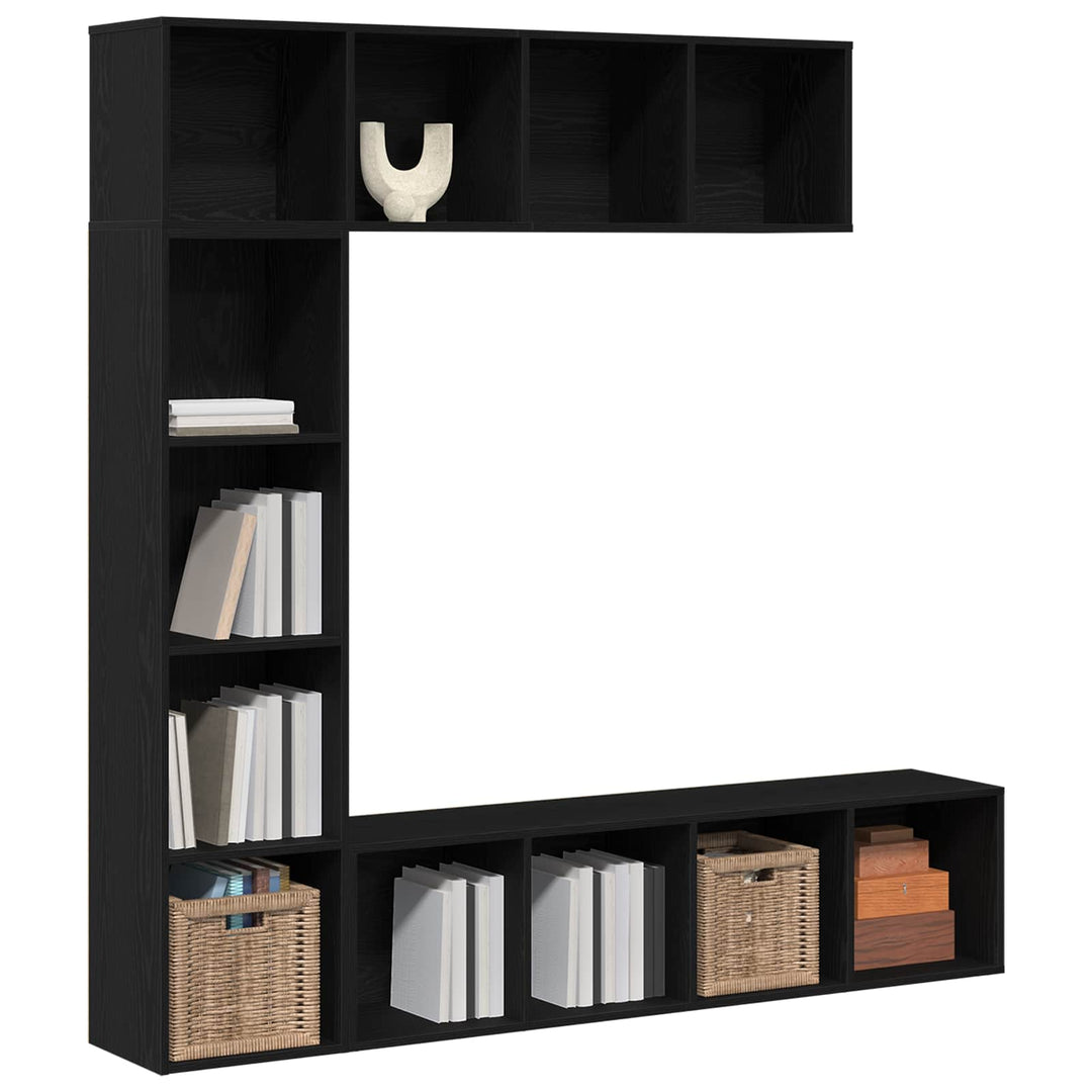 Bogreol 3 pcs Sort eg 36 x 30 x 143 cm Konstrueret træ