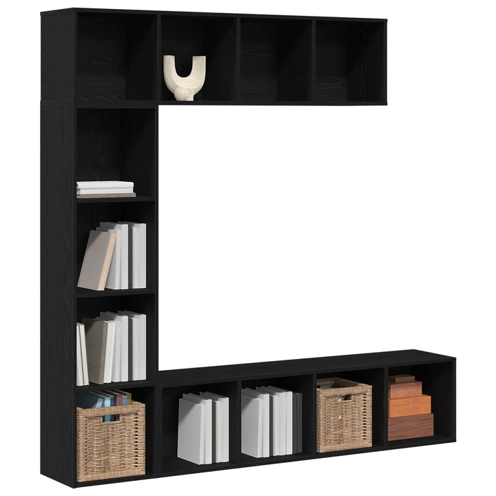 Bogreol 3 pcs Sort eg 36 x 30 x 143 cm Konstrueret træ