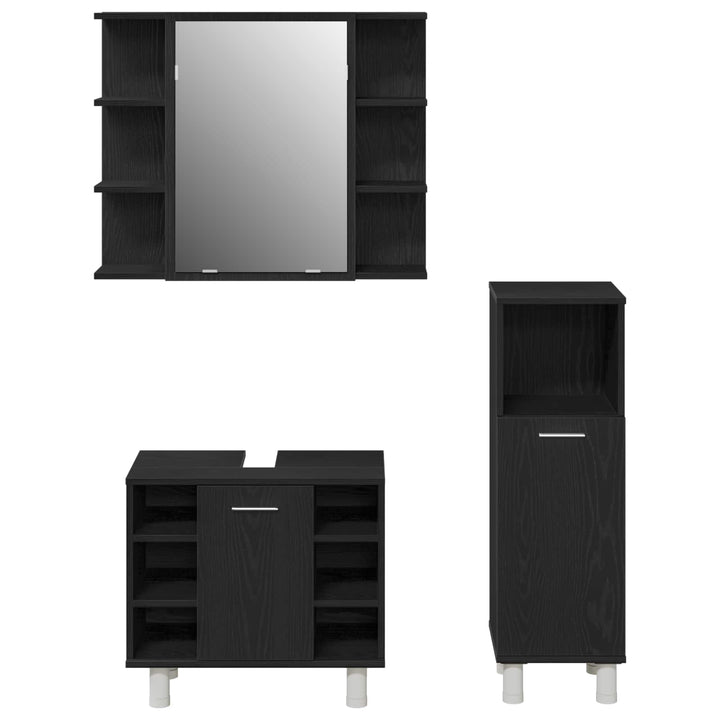 Badeværelsesmøbel sæt med hylde 3 pcs Sort 30 x 30 x 99,5 cm