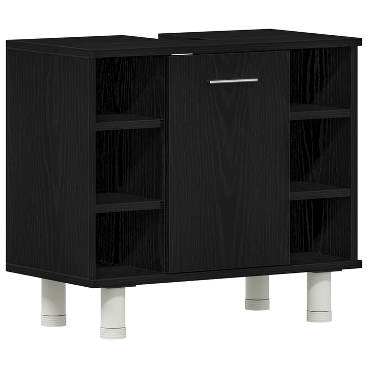 Badeværelsesmøbel sæt med hylde 3 pcs Sort 30 x 30 x 179,5 cm
