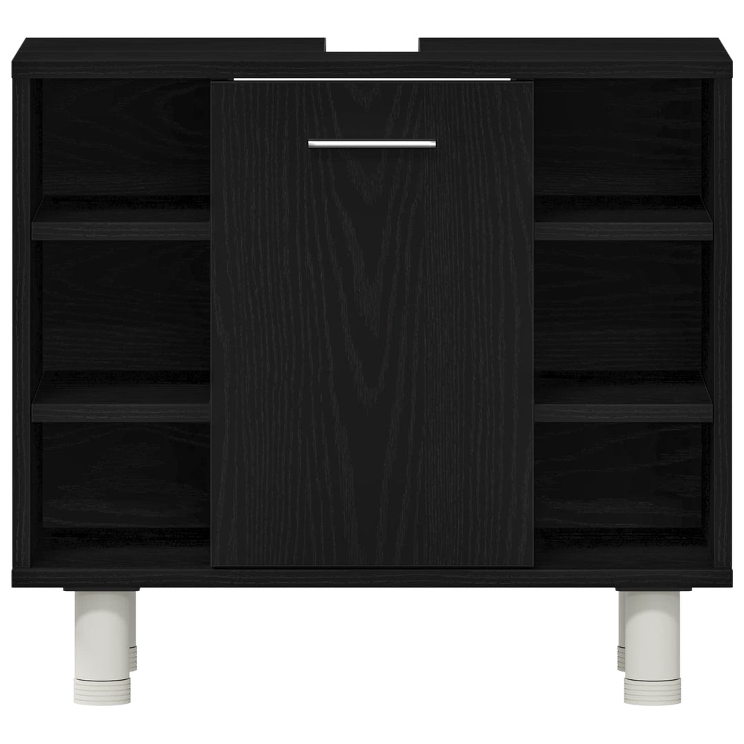 Badeværelsesmøbel sæt med hylde 3 pcs Sort 30 x 30 x 179,5 cm