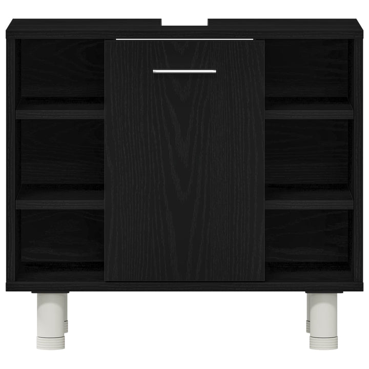 Badeværelsesmøbel sæt med hylde 3 pcs Sort 30 x 30 x 179,5 cm