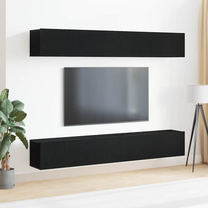 TV-møbelsæt 4 pcs Sort eg 100 x 30 x 30 cm Konstrueret træ