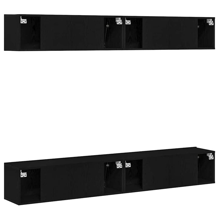 TV-møbelsæt 4 pcs Sort eg 100 x 30 x 30 cm Konstrueret træ