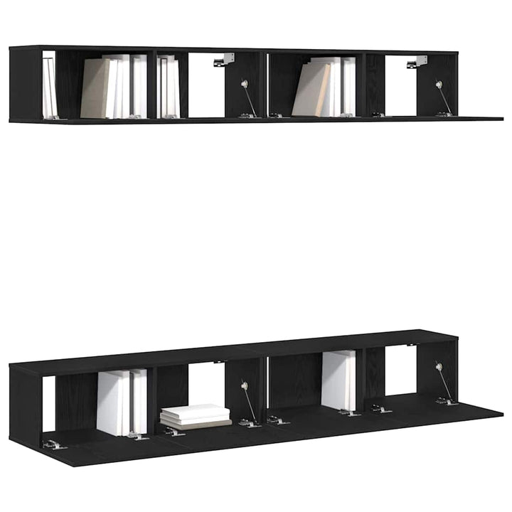 TV-møbelsæt 4 pcs Sort eg 100 x 30 x 30 cm Konstrueret træ