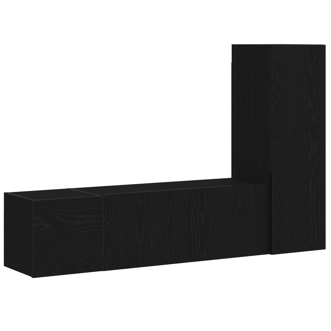 TV-møbelsæt 3 pcs Sort eg 130,5 x 30 x 140 cm Konstrueret træ