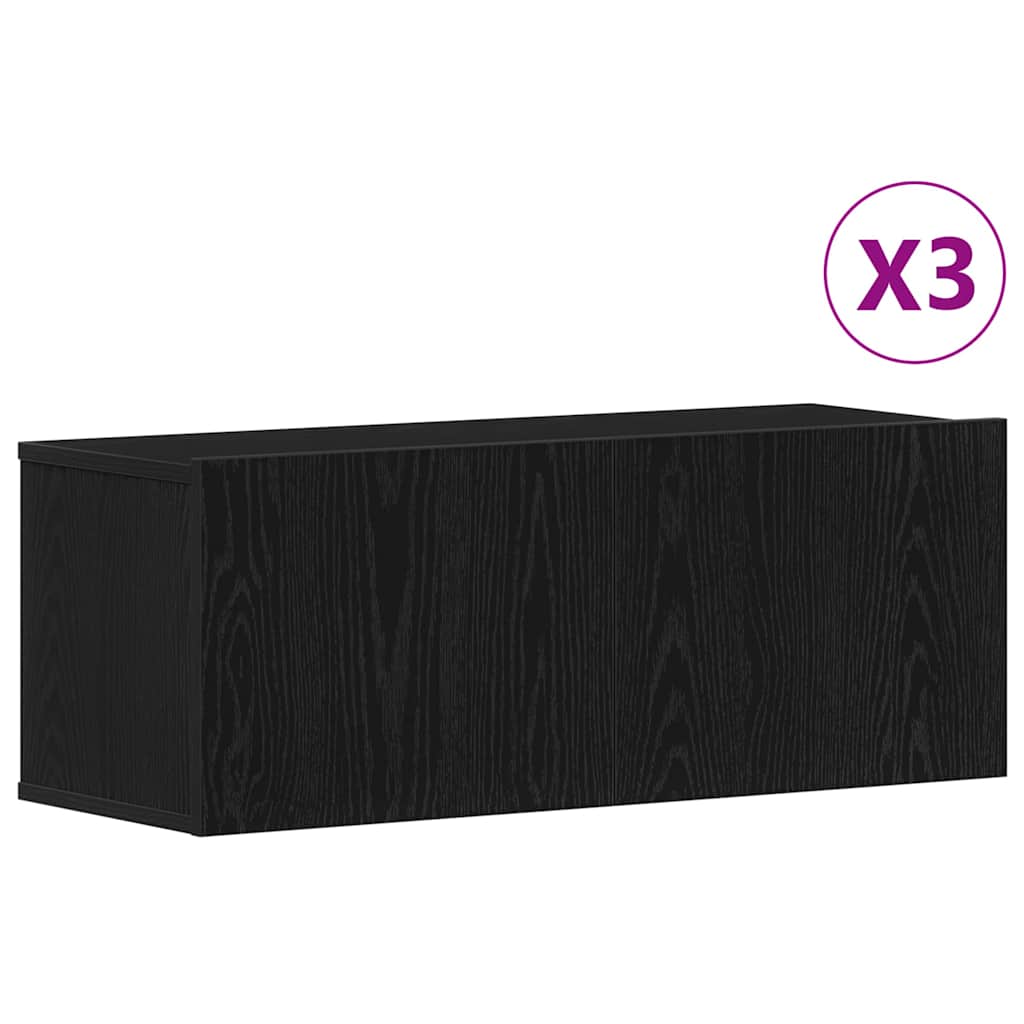 TV-møbelsæt 3 pcs Sort eg 80 x 30 x 30 cm Konstrueret træ