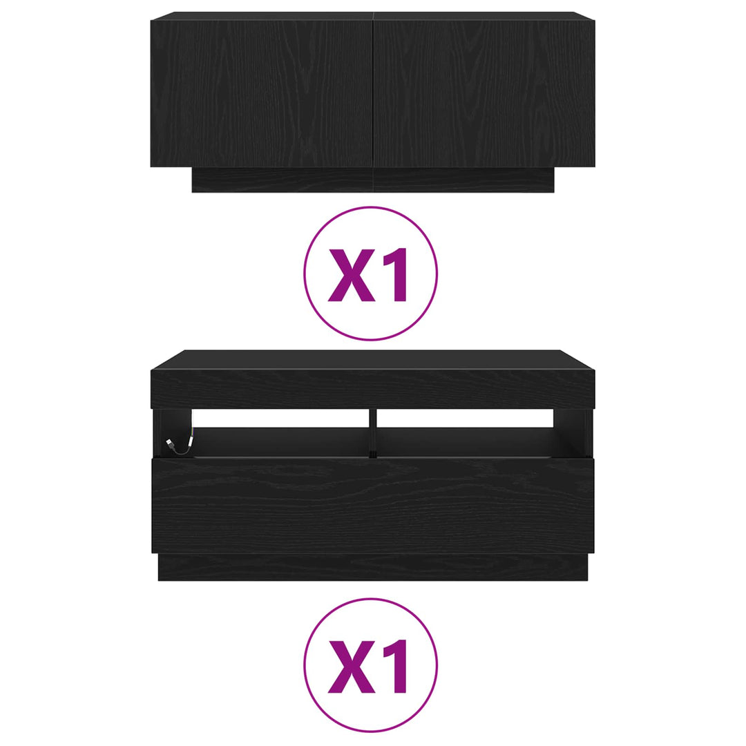 TV-møbelsæt 2 pcs Sort 180 x 35 x 40 cm Konstrueret træ