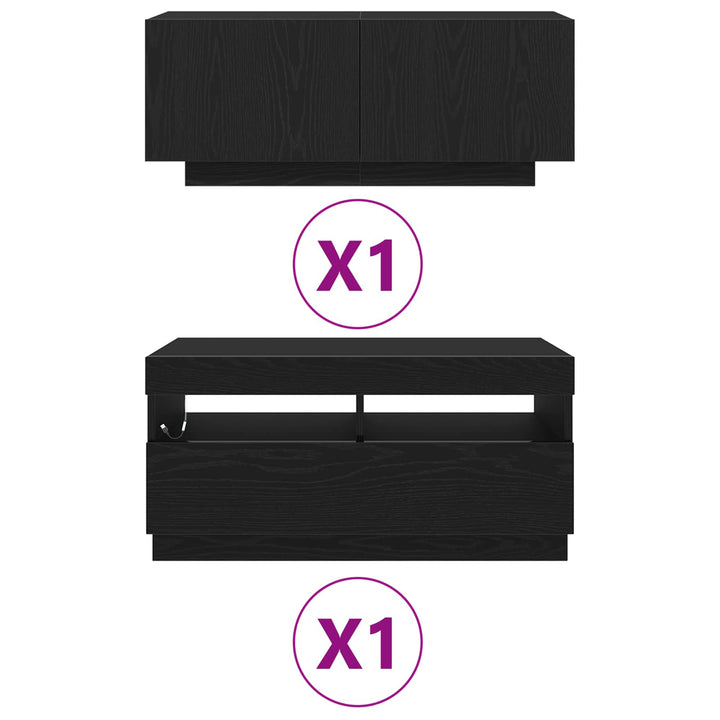 TV-møbelsæt 2 pcs Sort 180 x 35 x 40 cm Konstrueret træ