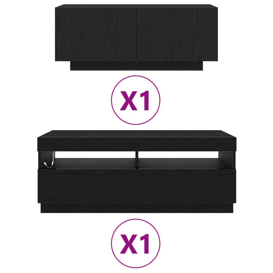 TV-møbelsæt 2 pcs Sort 200 x 35 x 40 cm Konstrueret træ