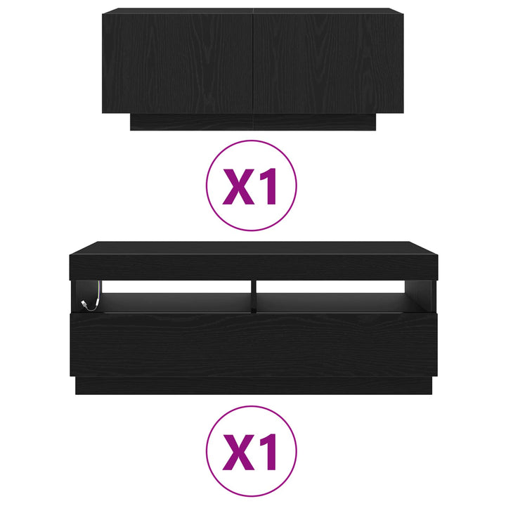 TV-møbelsæt 2 pcs Sort 200 x 35 x 40 cm Konstrueret træ
