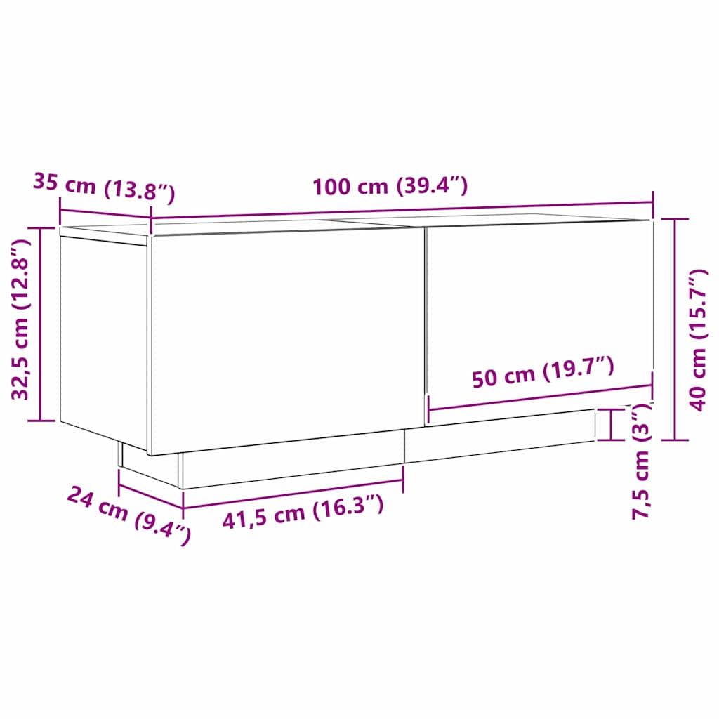 TV-skab 100 x 35 x 40 cm Sort eg Konstrueret træ