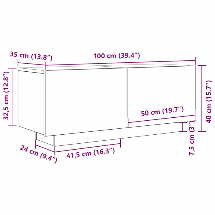 TV-skab 100 x 35 x 40 cm Sort eg Konstrueret træ