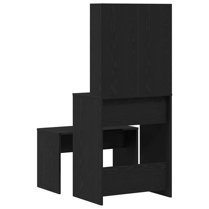 LED Smykkebord Set med spejllys 2 pcs Sort eg Konstrueret træ