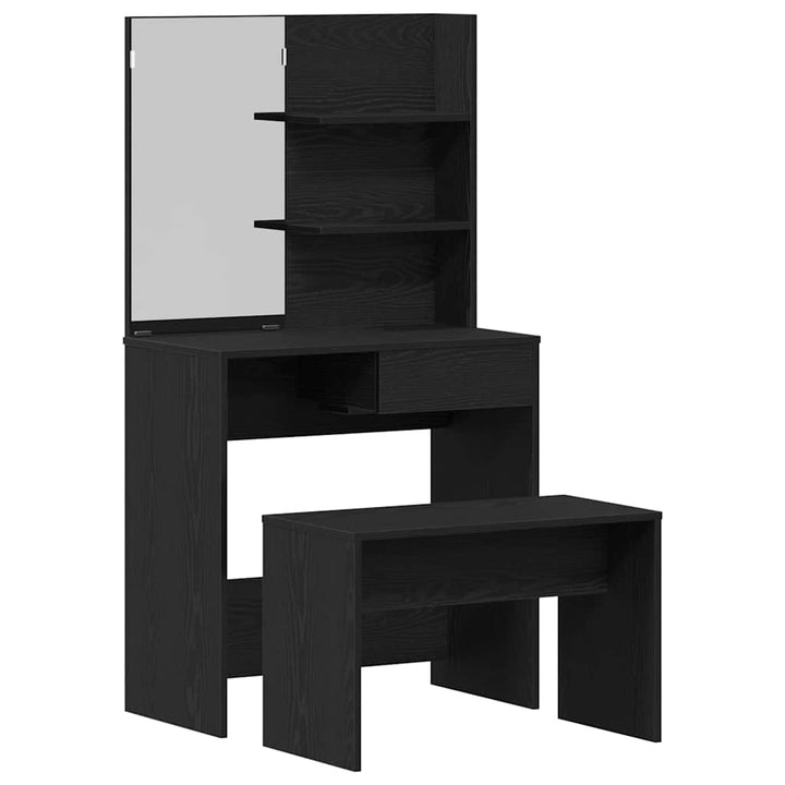 Makeupbord Sæt med skuffe 2 pcs Sort eg Konstrueret træ
