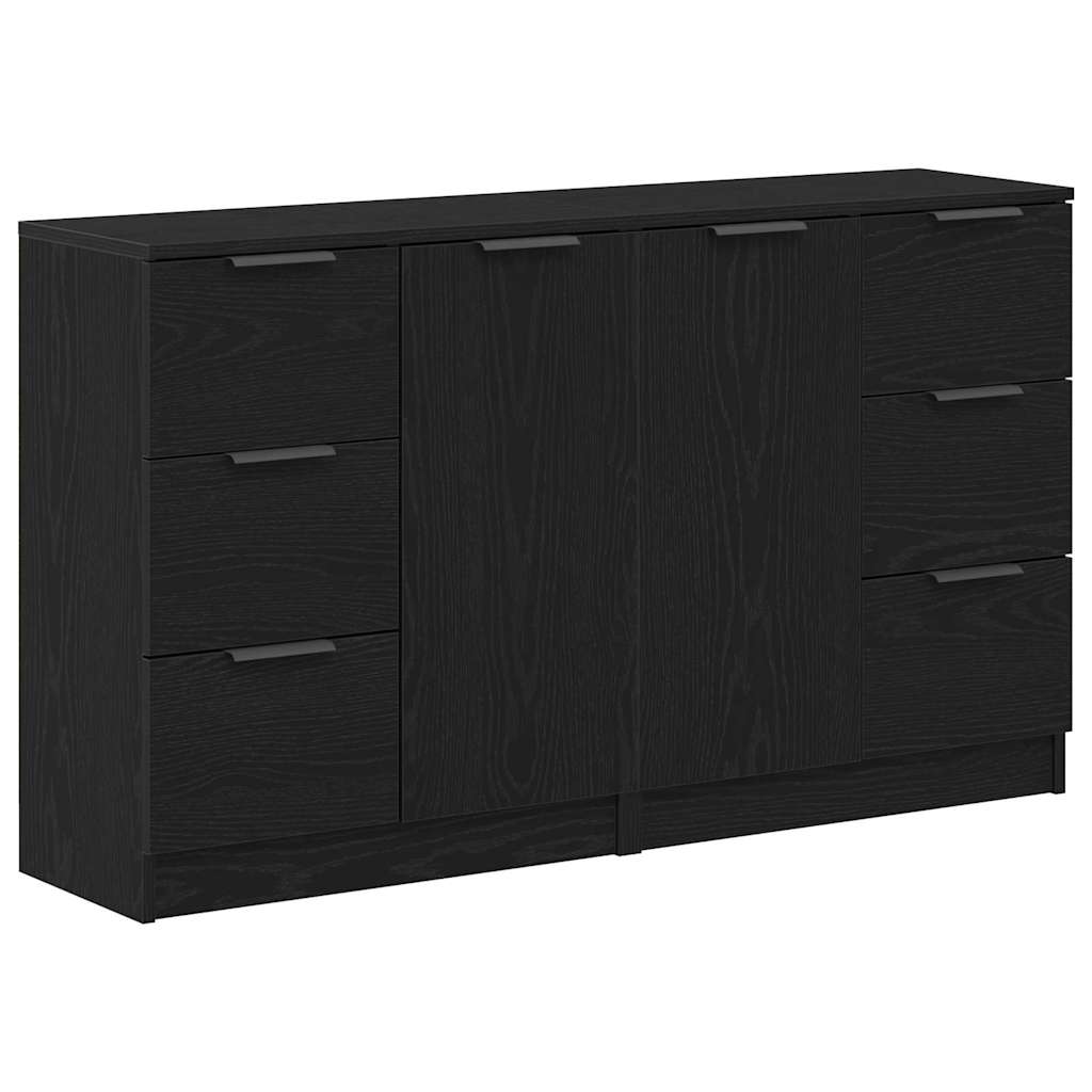 Sideboard med skuffe Sort eg 120 x 30 x 70 cm Konstrueret træ