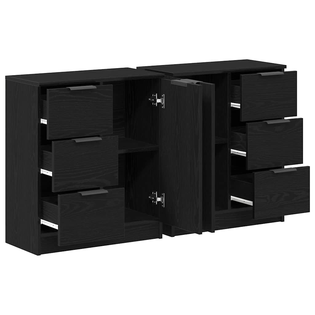 Sideboard med skuffe Sort eg 120 x 30 x 70 cm Konstrueret træ