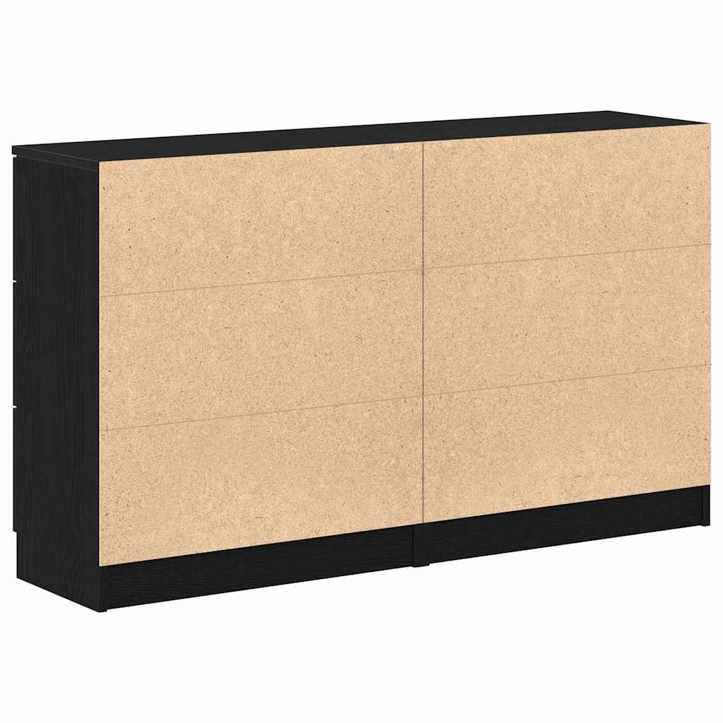 Sideboard med skuffe Sort eg 120 x 30 x 70 cm Konstrueret træ