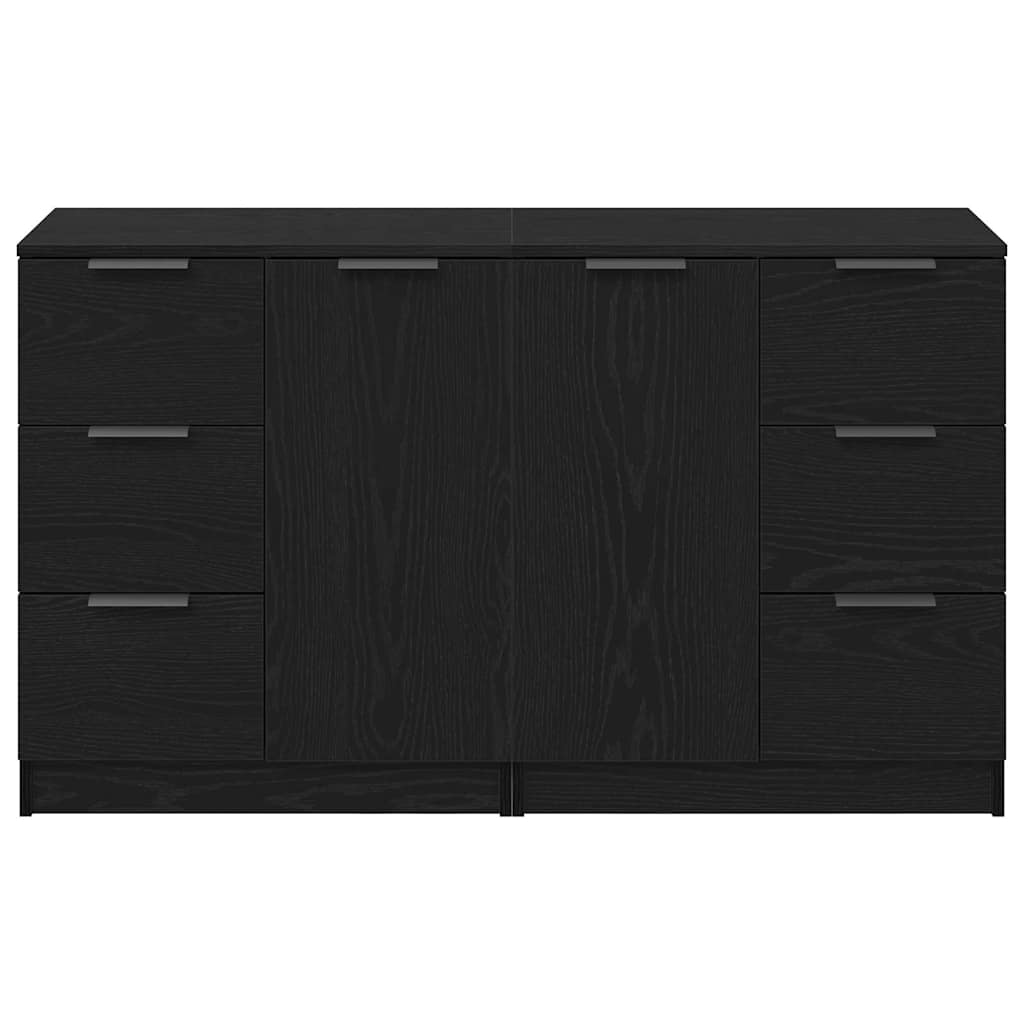 Sideboard med skuffe Sort eg 120 x 30 x 70 cm Konstrueret træ