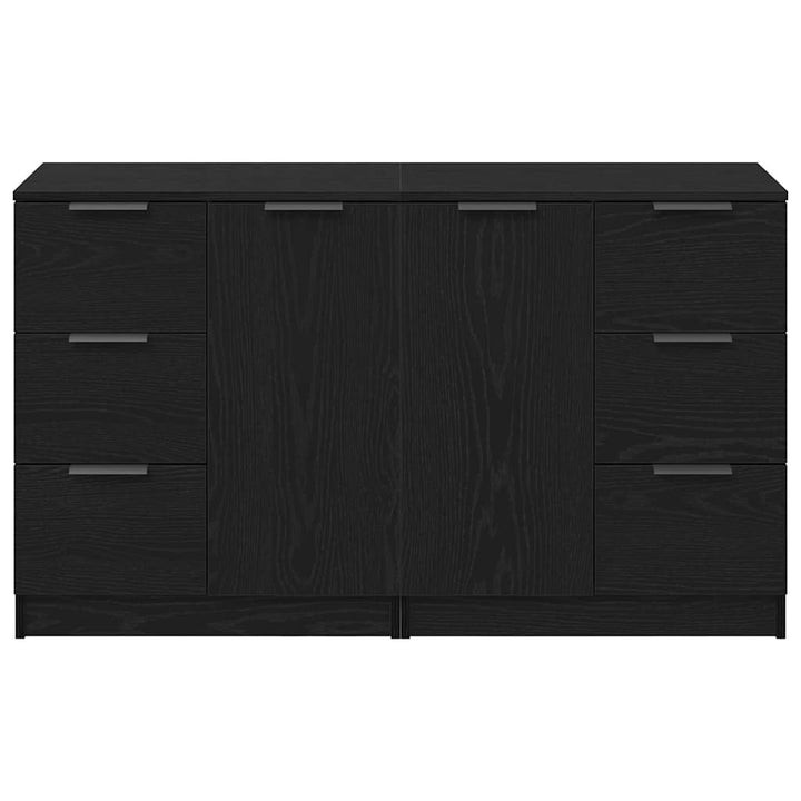 Sideboard med skuffe Sort eg 120 x 30 x 70 cm Konstrueret træ