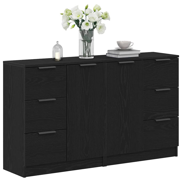 Sideboard med skuffe Sort eg 120 x 30 x 70 cm Konstrueret træ
