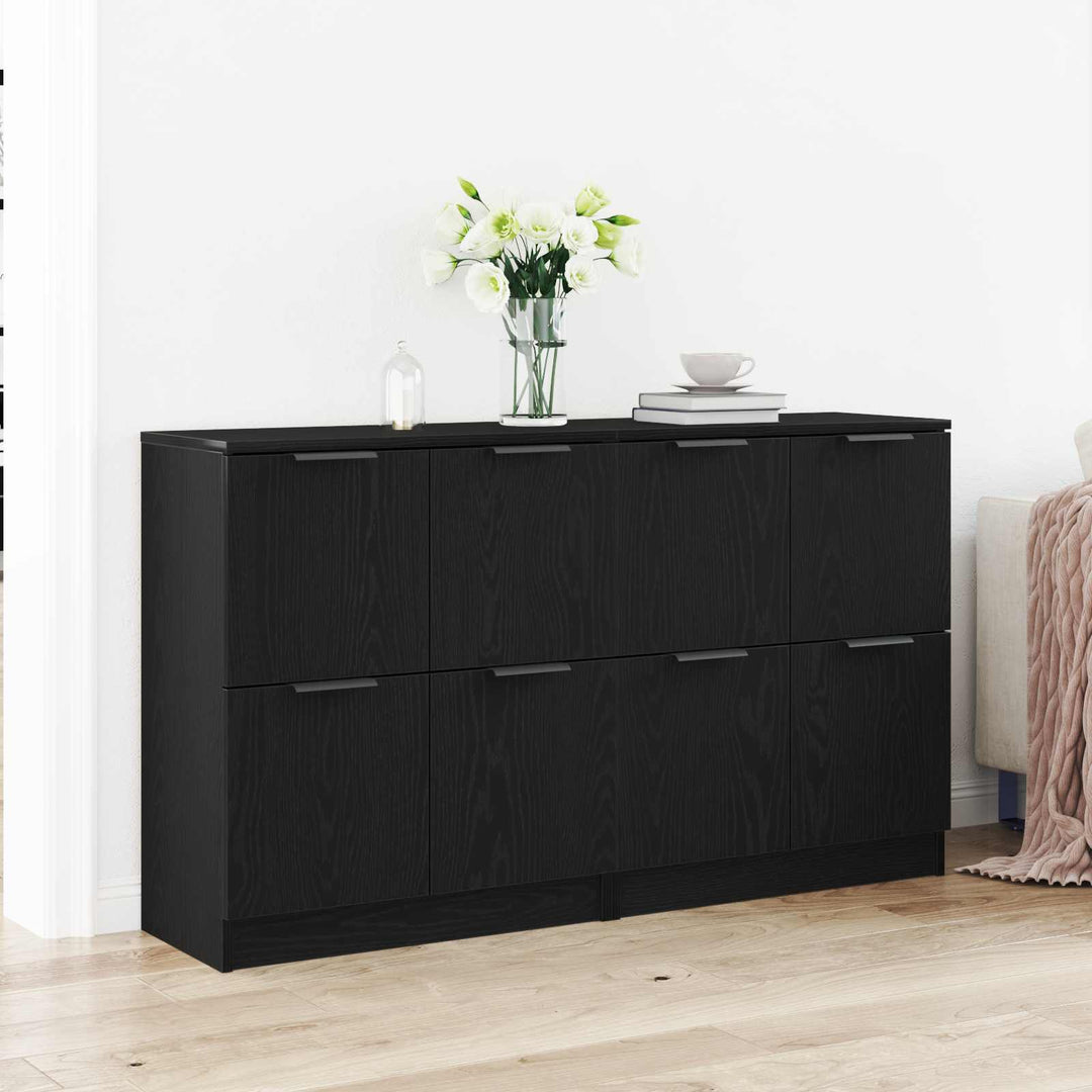 Sideboard 2 pcs Sort eg 60 x 30 x 70 cm Konstrueret træ