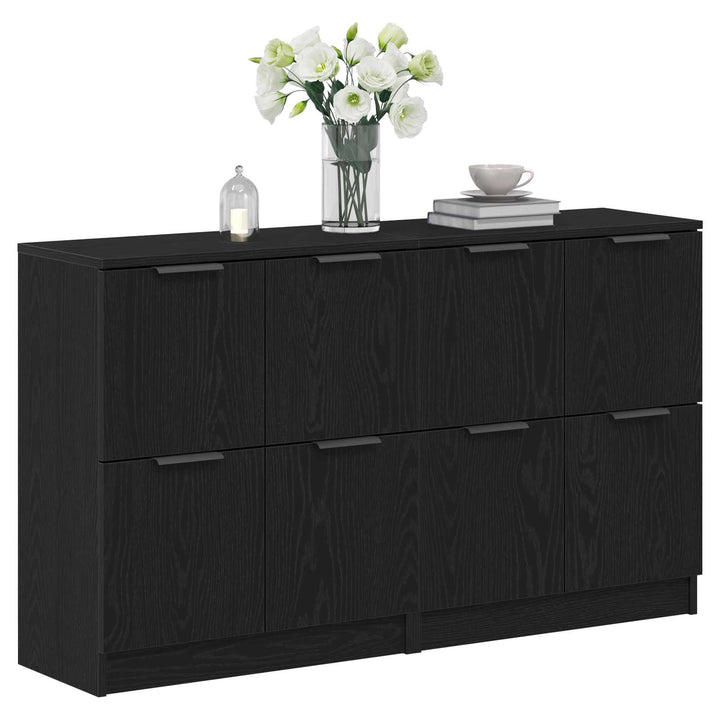 Sideboard 2 pcs Sort eg 60 x 30 x 70 cm Konstrueret træ