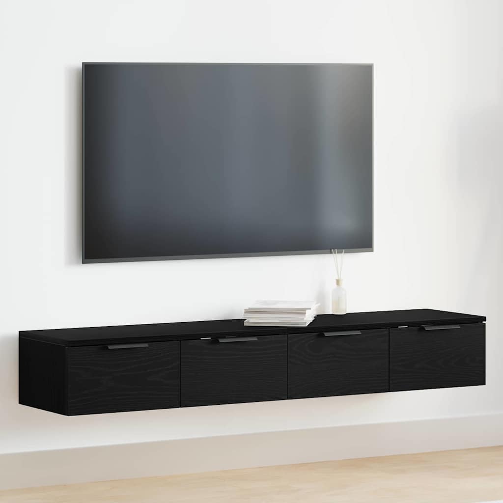 Væghængt skab Vægmonteret 2 stk. Sort eg 68 x 30 x 20 cm