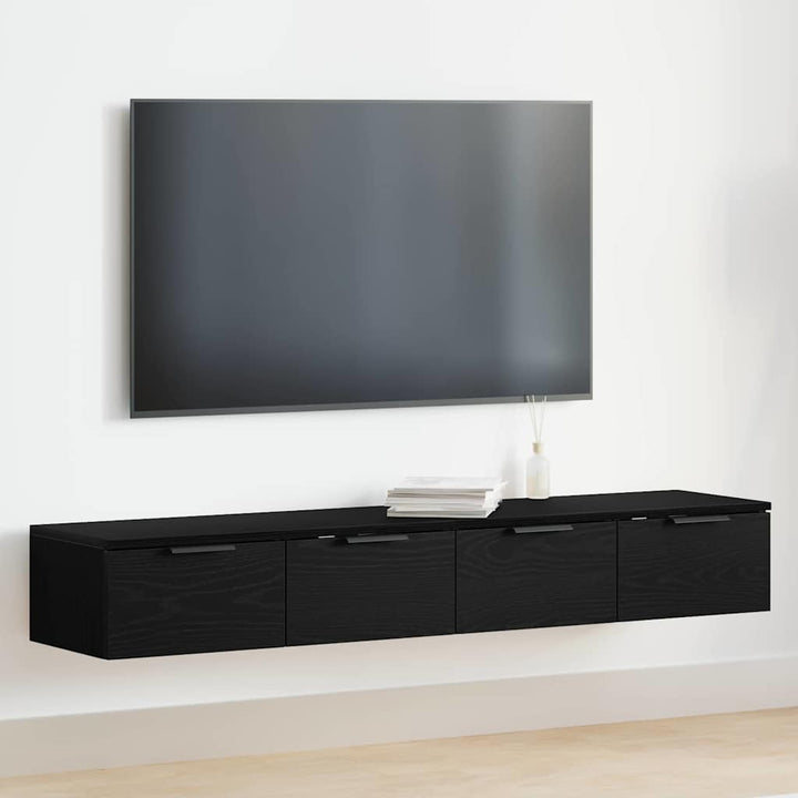 Væghængt skab 2 stk. Sort eg 68 x 30 x 20 cm Konstrueret træ