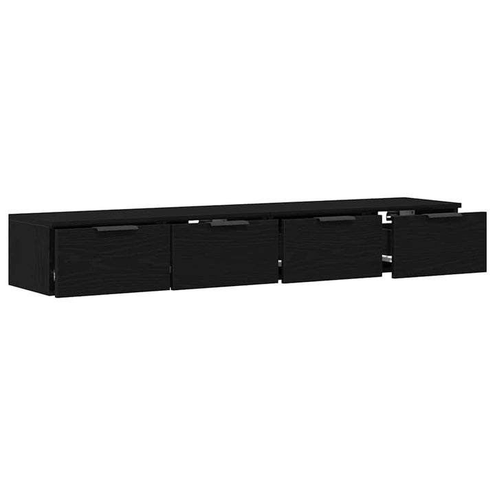 Væghængt skab 2 pcs Sort eg 68 x 30 x 20 cm Konstrueret træ