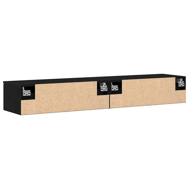 Væghængt skab 2 pcs Sort eg 68 x 30 x 20 cm Konstrueret træ